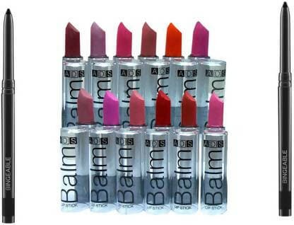 Bingeable Kajal Pack of 2 with ADS Balm Super Matte pack of 12 Lipsticks - HalfPe