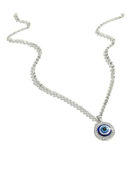 Pinapes Silver-Plated Evil Eye Sea Green Pendant Necklace for Women’s & Girls - HalfPe