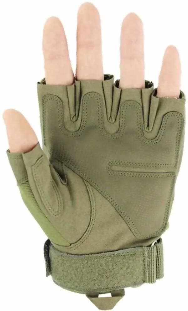 Fingerless Half Gloves Riding Gloves (Green) - HalfPe