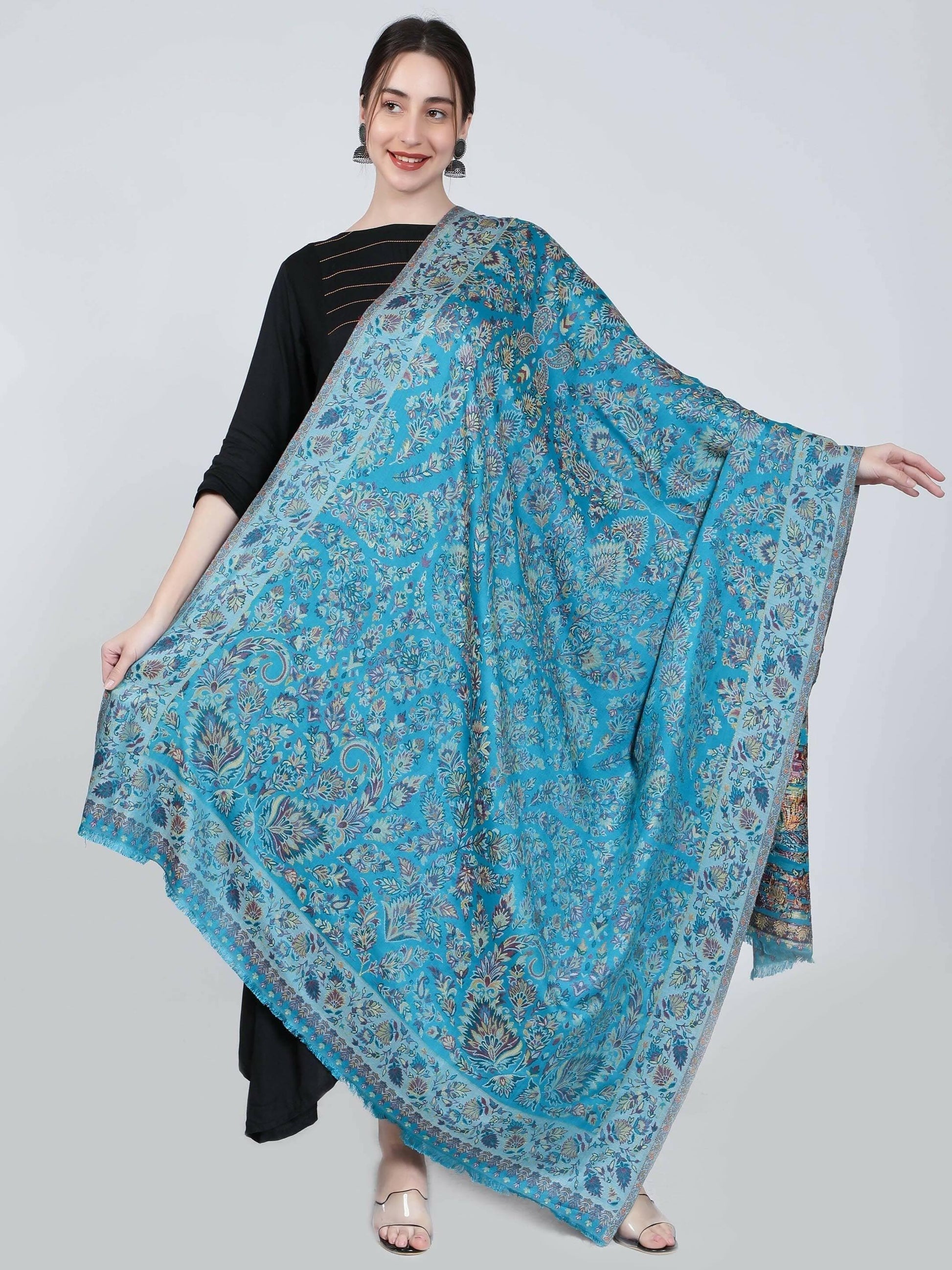 Ferozi Modal Kani Shawl (40 x 80 IN) - HalfPe