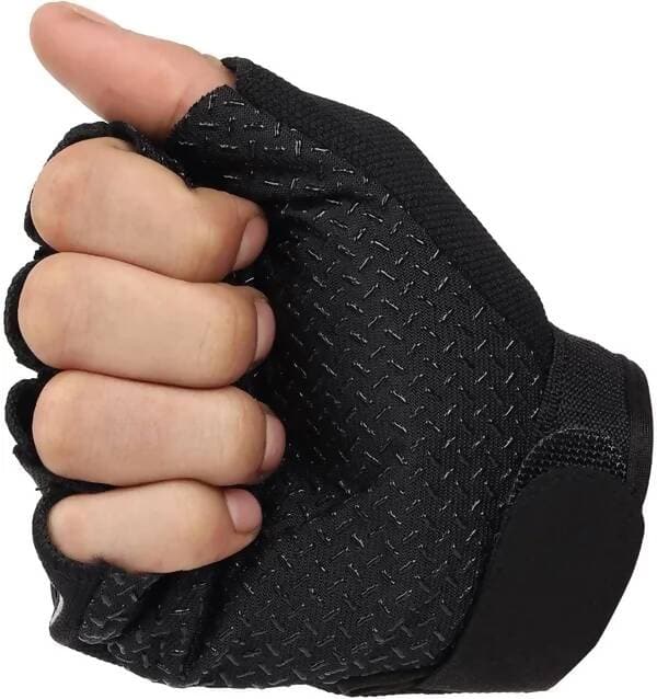 Half Fingered Sports Glove XL Riding Gloves (Black) - HalfPe