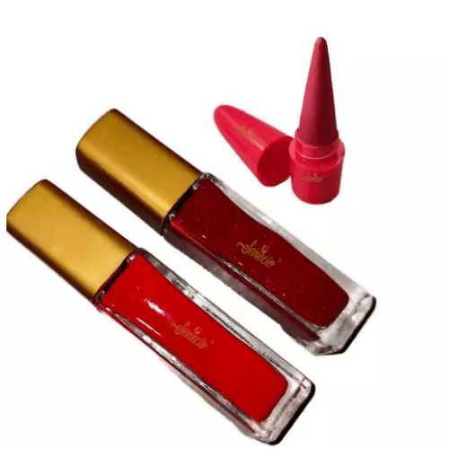 SENECIO SET OF 3 RED & MAROON LIQUID SHIMMER SINDOOR WITH MINI SINDOOR STICK NATURAL WATERPROOF SMUDGE PROOF FOREVER LOVE COMBO - HalfPe