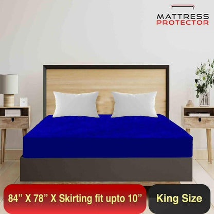 Mattress Protector Royal Blue Cover for Double Bed (84 x 78 inch) - HalfPe