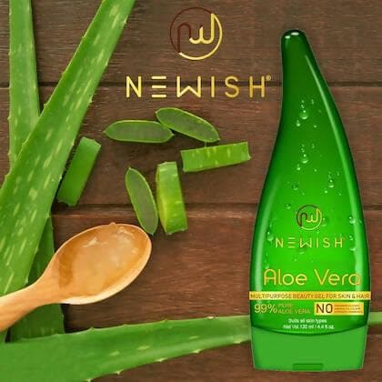 NEWISH Pure Aloe Vera Multipurpose Beauty Gel For Young Radiant Acne free Skin, Moisturizer & Hair Treatment (390 ML) - HalfPe