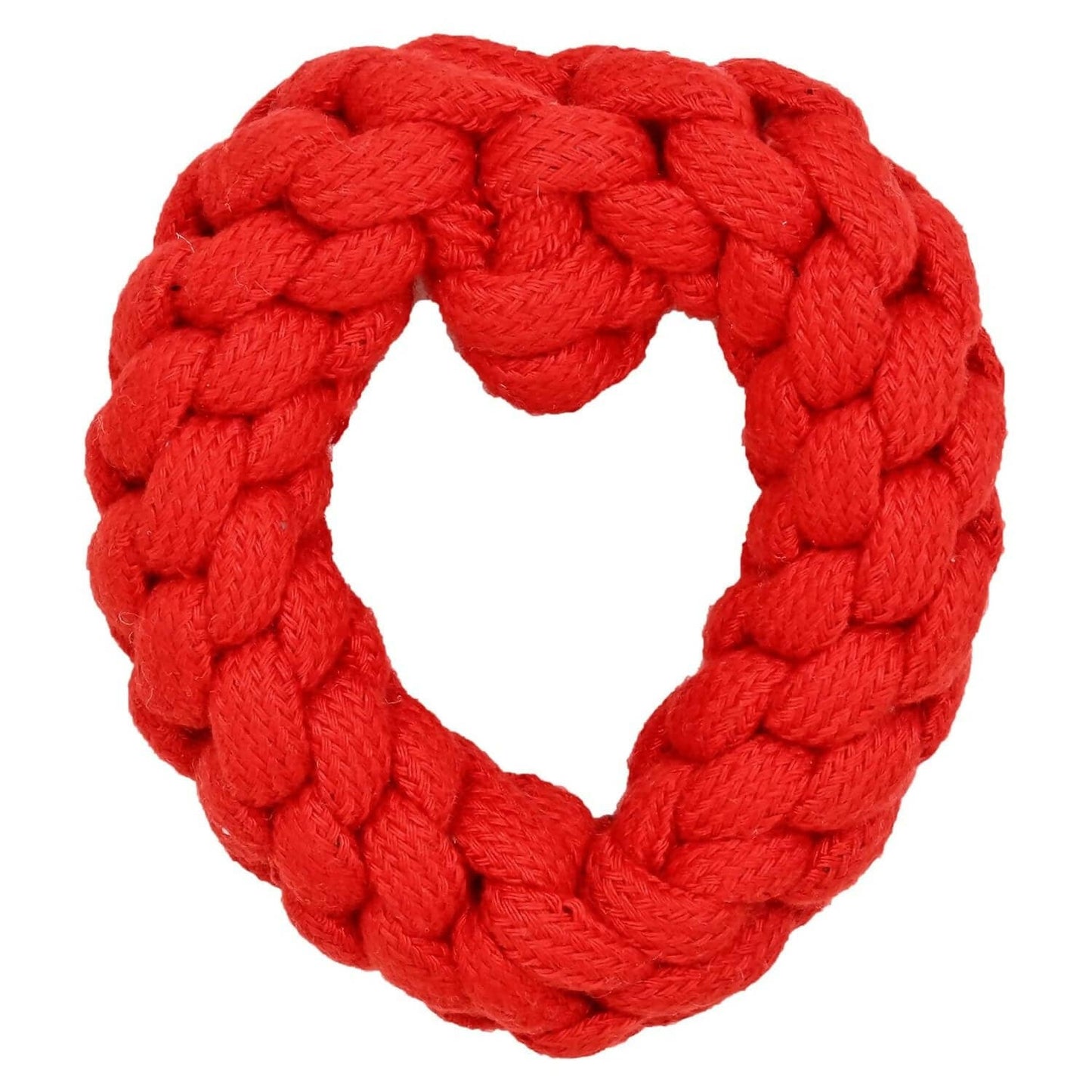 Petology Braided Red Heart Shaped Rope Toy, Interactive Chew Toys, Puppy Teething , Aggressive Small Dogs, Durable & Safe, Washable Cotton (14cm) - HalfPe