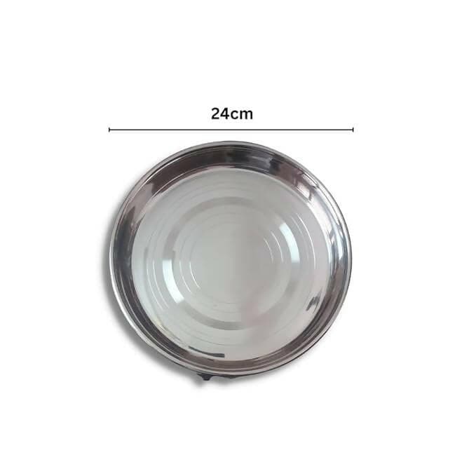 SHINI LIFESTYLE Stainless Steel Plate, khumcha, Thali, Laser Design, mid Size Dinner Plate (4) - HalfPe