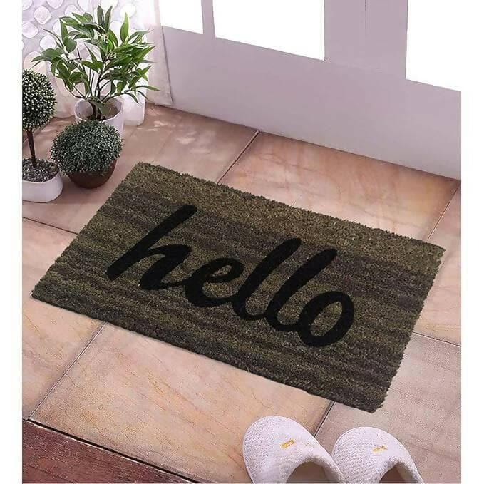 Mats Avenue Solid Color Bigger Coir Door Mat Iconic Grey (Warm Hello) - HalfPe