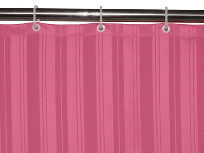 Lushomes shower curtain, Striped Pink Thin Stripe, Polyester waterproof 6x6.5 ft with hooks, non-PVC, Non-Plastic, For Washroom, Balcony for Rain, 12 eyelet & Hooks (6 ft W x 6.5 Ft) - HalfPe