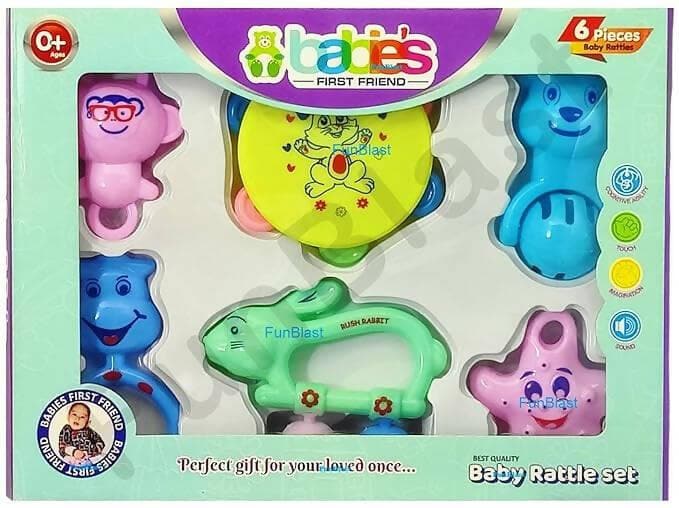 Babies Rattle in a gift Box best gift for new born baby(set of 6) - HalfPe