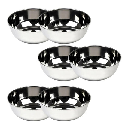 SHINI LIFESTYLE Steel Heavy Gauge Solid Bowl (Pack of 6) - HalfPe