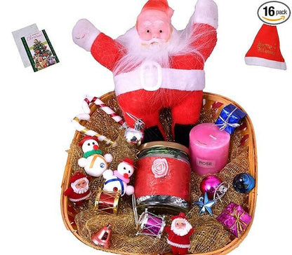 MANTOUSS Chocolate Gift Hamper-Chocolate in a Glass jar, Santa Clause, scenetd Candle ,Christmas Card , Christmas Tree Decoration Set ,Santa Cap - HalfPe