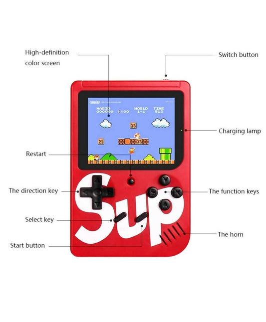 SUP Handheld Game Console with 400 in 1 Classic Old Games With Colorful LCD Screen (Multicolor) - HalfPe