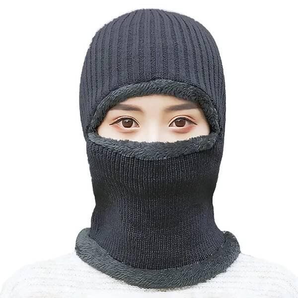 Men & Women's Knitted Woolen Balaclava Monkey Cap With Fur - HalfPe