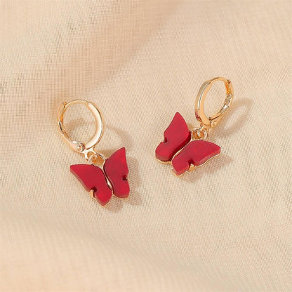 Pinapes elegant butterfly gold plated clip-on earrings for women and girls(maroon red) - HalfPe