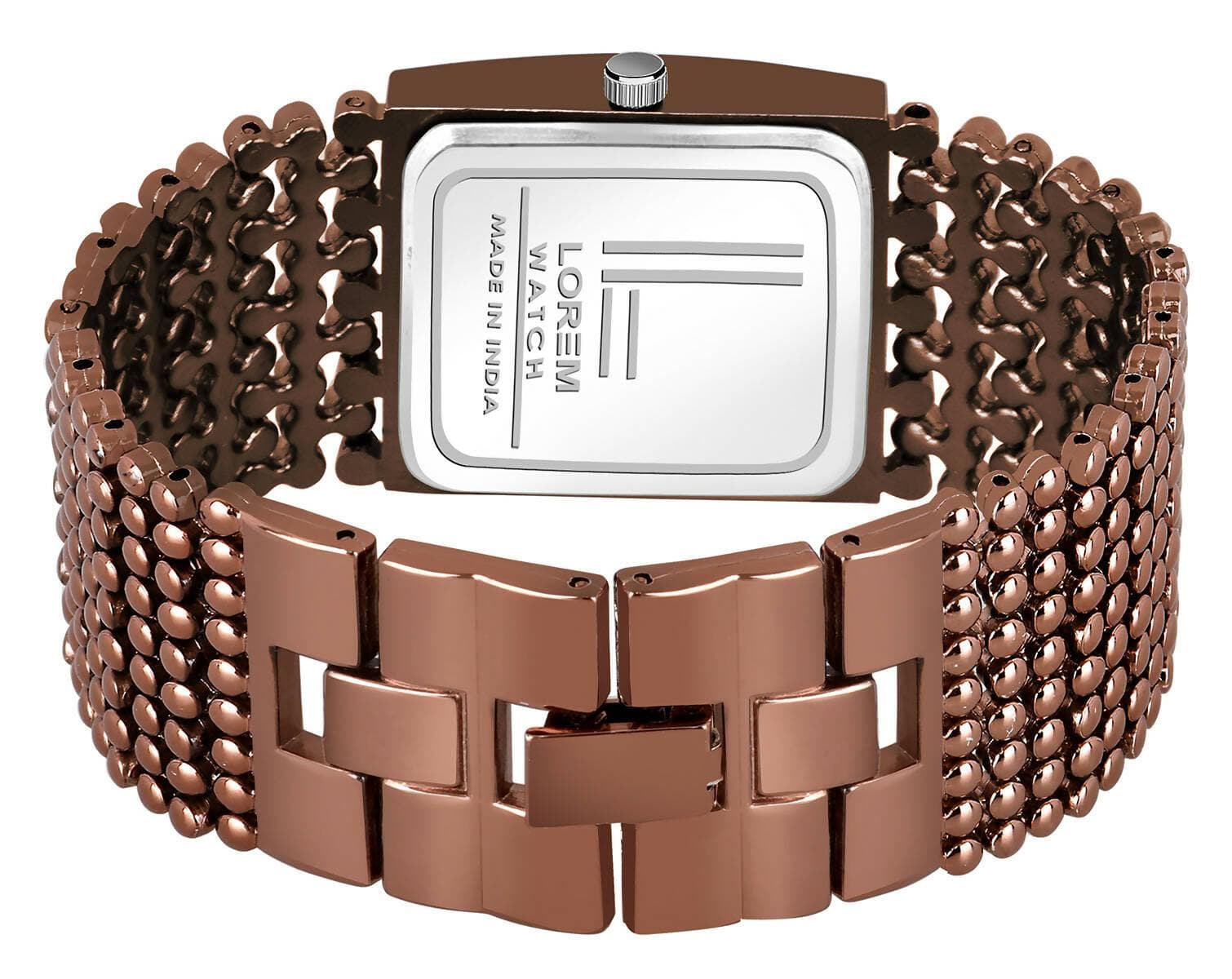 LOREM Brown Square Braclet Analog Watch For Women LR289 - HalfPe