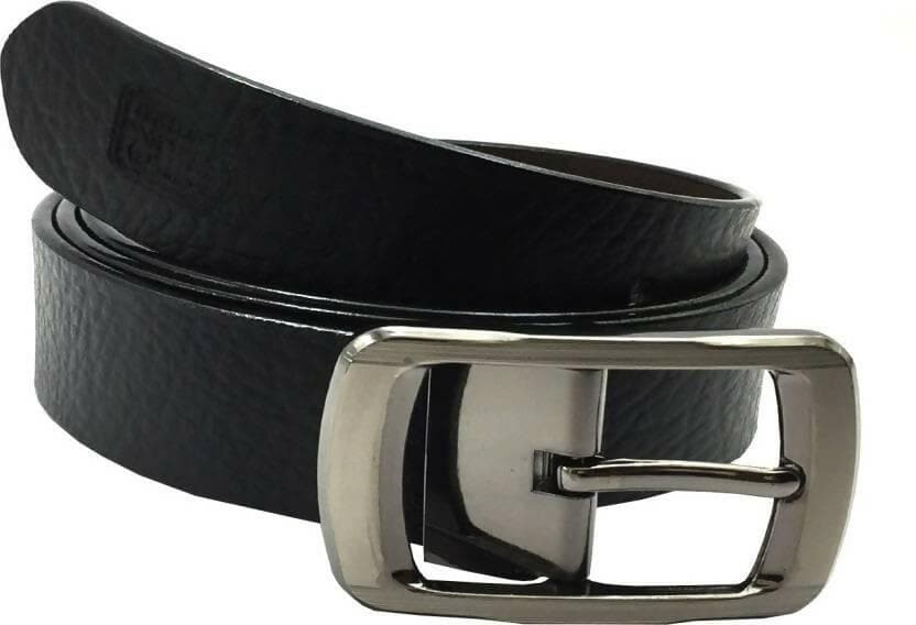 Men Casual Black Genuine Leather Belt (Size: 46) - HalfPe