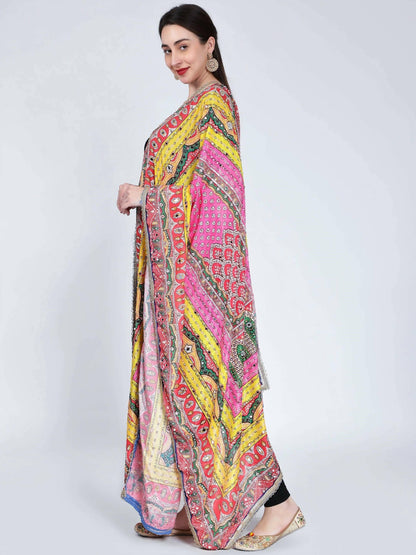 Chiffon Pakistani Dupatta with Mirror Work (Digital Print ) - HalfPe