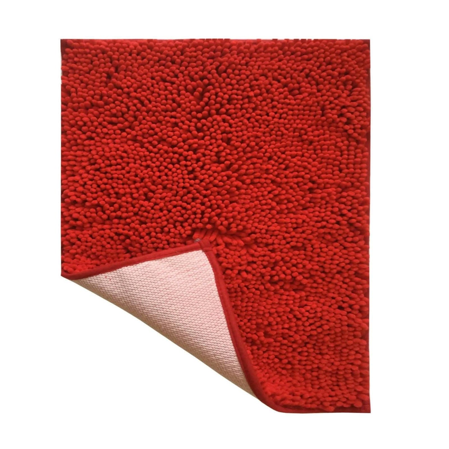 Lushomes Bathroom Mat, 2200 GSM Floor, bath mat Mat with High Pile Microfiber, anti skid mat for bathroom Floor, bath mat Non Slip Anti Slip, Premium Quality (12 x 18 Inch, Single Pc, Red) - HalfPe