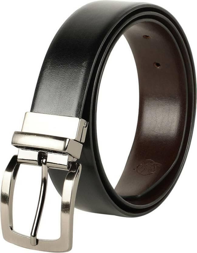 Party Black Genuine Leather Reversible Belt - HalfPe