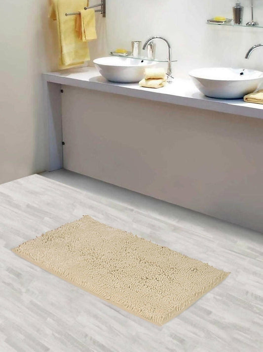 Lushomes Bathroom Mat, 2200 GSM Floor, bath mat Mat with High Pile Microfiber, anti skid mat for bathroom Floor, bath mat Non Slip Anti Slip, Premium Quality (20 x 30 inches, Single Pc, Ivory) - HalfPe