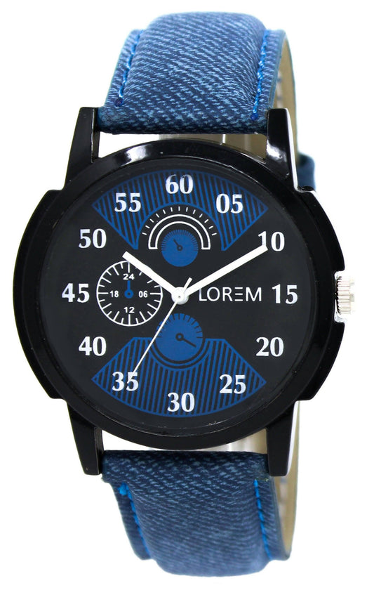 LOREM Multicolor Denim Look Analog Watch For Men LR02 - HalfPe