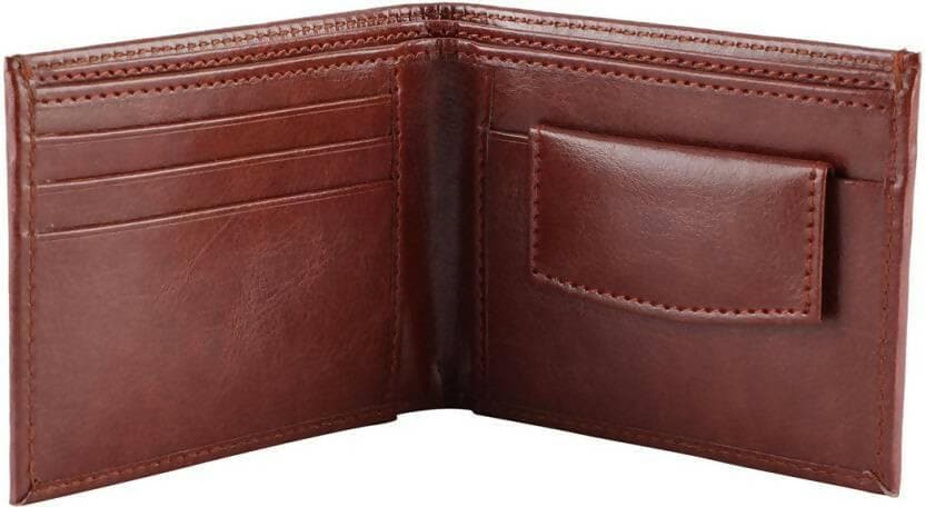 Men & Women Casual Brown Artificial Leather Wallet (3 Card Slots) - HalfPe