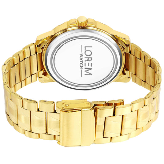 Gold Day-Date Function Casual Analog Watch For Men LR134 - HalfPe