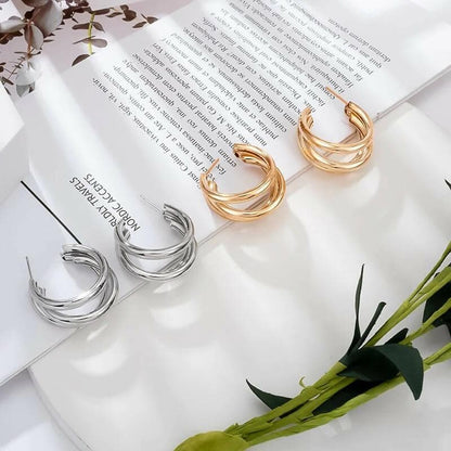 Pinapes New Style Triple Hoop Earrings (Set of 2) - HalfPe