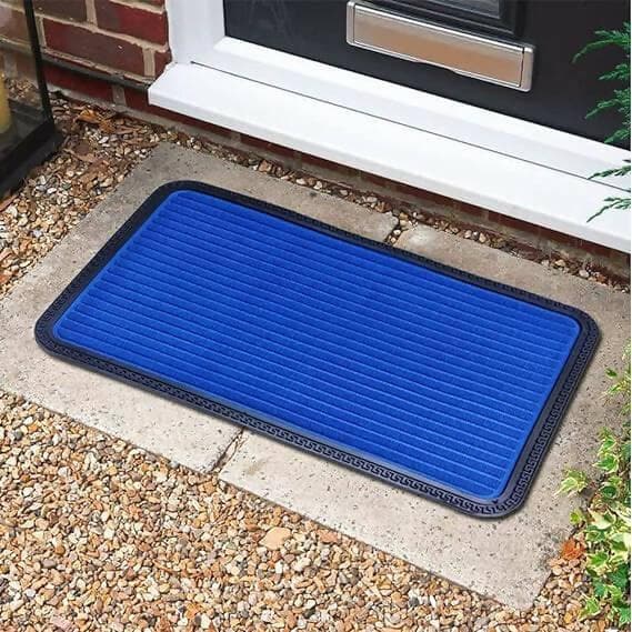 Mats Avenue Soft Polypropylene Rubber Backed Door Mat Stripped Pattern Blue Color 45x75 CM Set of 1 - HalfPe