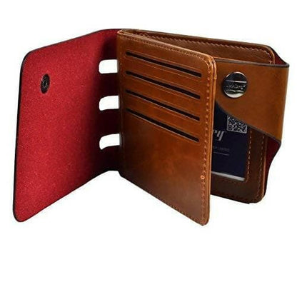 Trendy Men's Brown Leather Wallet - HalfPe