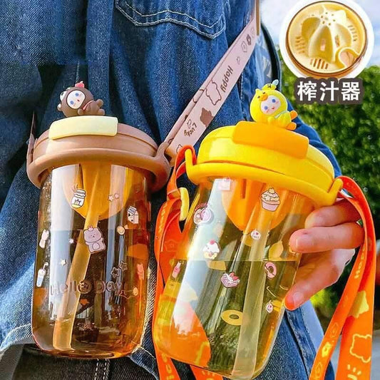 Cool sipper water bottle (Each one 450ml - Yellow & Brown) - HalfPe