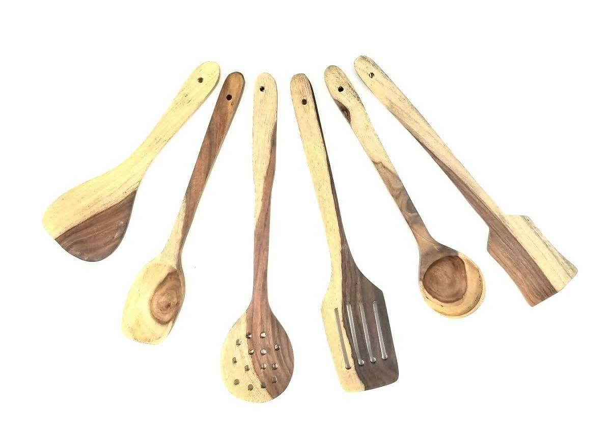 Saharanpur Handicraft Wooden Spoon - Set of 6 - HalfPe