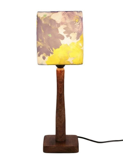 Purple Flowers Wooden Lamp - HalfPe