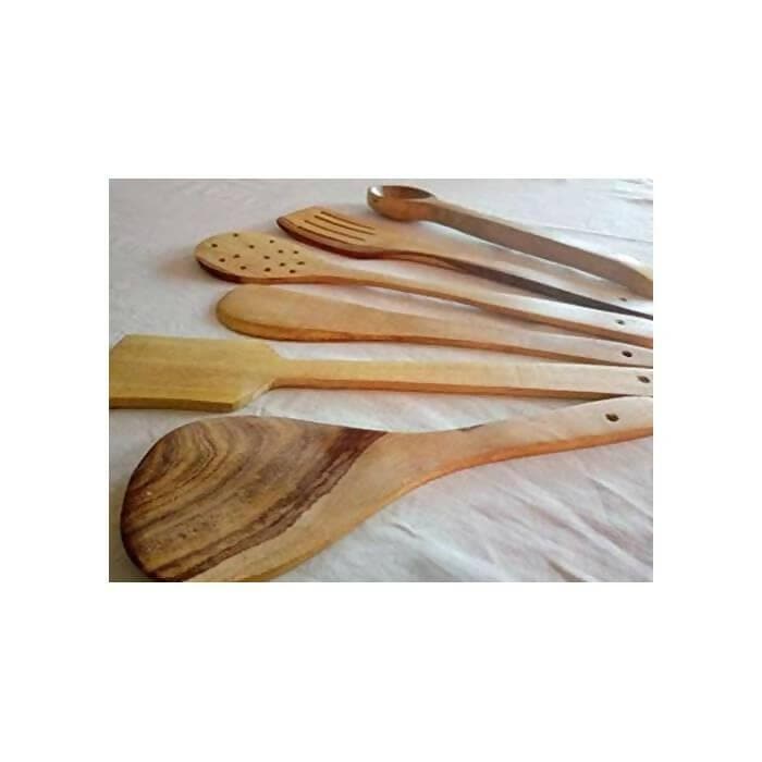 Wooden Non Chemical Spoons Set for Kitchen (Set Of 6) - HalfPe