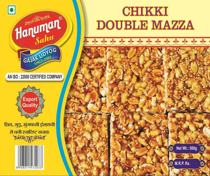 HANUMAN SAHU GAJAK UDYOG Chikki Double Mazza Homemade Gajak Made Up of Pure Gud,Sesame Seeds, Peanut (500gm) - HalfPe