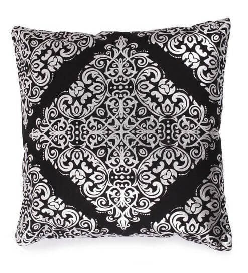 Lushomes Cushion covers 16 inch x 16 inch, Sofa Cushion Cover, Foil Printed Sofa Pillow Cover, festive cushion covers (Size 16 x 16 Inch, Set of 2, Black) - HalfPe