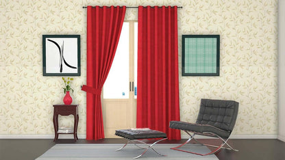 Lushomes Outdoor Curtains for Balcony Waterproof, Curtains & Drapes, Parda, Red with 8 Metal Eyelets for Living Room, 4.5 FT x 7.5 FT (54 x 90 inches, Single pc) - HalfPe